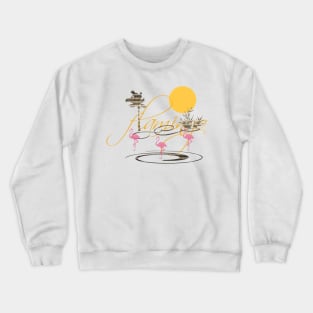 Tropical Oasis Pink Flamingo Crewneck Sweatshirt